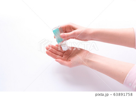 bottle with antibacterial antiseptic gel in hand bottle with antibacterial antiseptic gel in hand 63891758