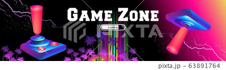 Futuristic horizontal banner retro joystick 63891764