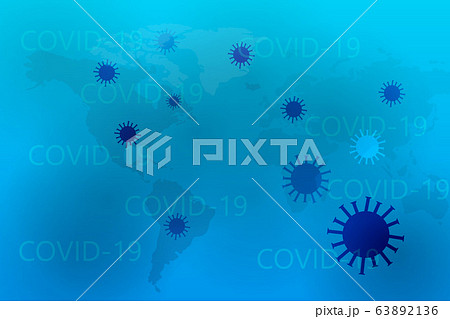 Covid-19 concept with world map watermark blue Covid-19 concept with world map watermark blue 63892136