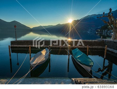 Sunset in marina of Ascona Sunset in marina of Ascona 63893168