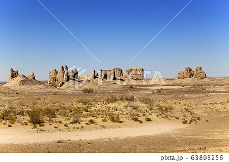 ruins of the ancient fortresses of Khorezm in the desert. Uzbekistan 63893256