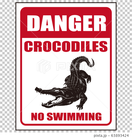 Crocodile danger sign "DANGER" English version 63893424