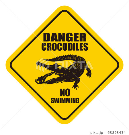 ワニ危険の標識「DANGER」英語版 ワニ危険の標識「DANGER」英語版 63893434