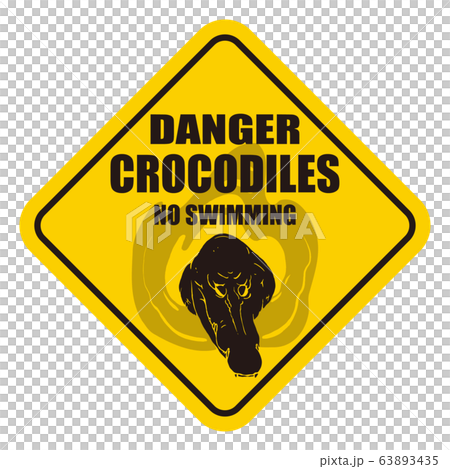 ワニ危険の標識「DANGER」英語版 ワニ危険の標識「DANGER」英語版 63893435