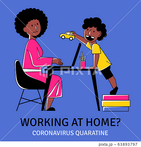 A square vector image of a black woman working at A square vector image of a black woman working at 63893797