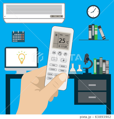 Remote control of air conditioner in hand and air Remote control of air conditioner in hand and air 63893902