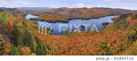 Mont Tremblant National Park panoramic view with autumn colors, Canada Mont Tremblant National Park panoramic view with autumn colors, Canada 63895518