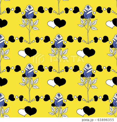 Valentine's day seamless pattern roses and hearts. romantic seamless pattern with red hearts on a color background by day of wedding or valentine's day 63896355