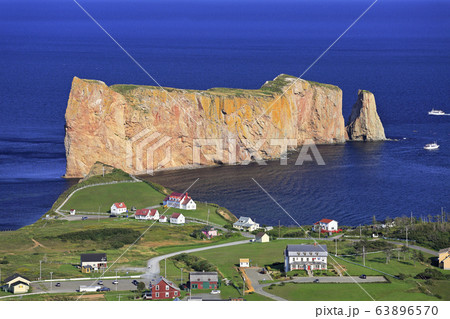 Perce Rock, panoramic aerial view, Quebec, Canada Perce Rock, panoramic aerial view, Quebec, Canada 63896570
