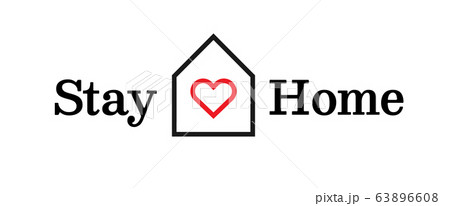 Stay Home coronavirus prevention with Heart inside. Coronavirus and Covid-19 prevention. Editable Outline vector on white Stay Home coronavirus prevention with Heart inside. Coronavirus and Covid-19 prevention. Editable Outline vector on white 63896608