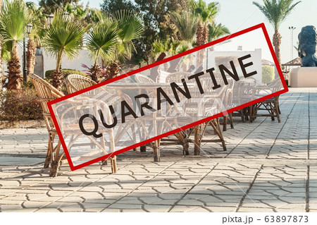 Crisis in the tourism industry due to outbreaks of coronavirus. Stopped traveling, red stamp text 63897873