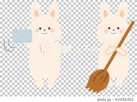Illustration of a rabbit cleaning 63898362