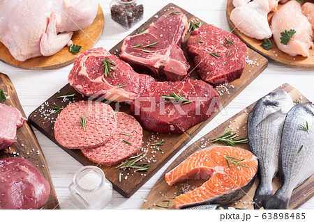 Assortment of meat and seafood Assortment of meat and seafood 63898485