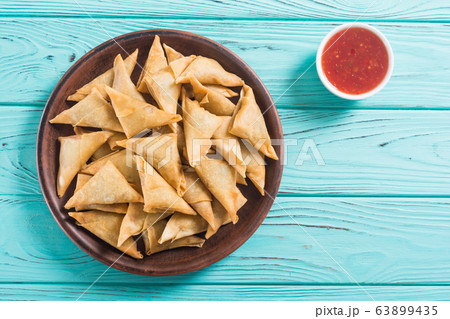 Traditional asian vegetarian food samosa 63899435