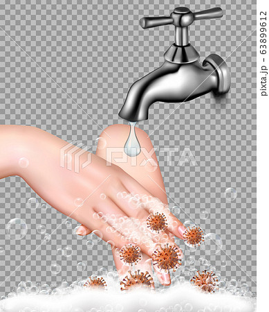 Hand washing to protect from coronavirus moleculs 63899612