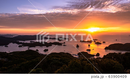 九十九島・石岳展望台の夕暮れ 九十九島・石岳展望台の夕暮れ 63900409