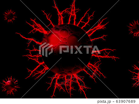赤黒い抽象的なウイルスのイラスト素材