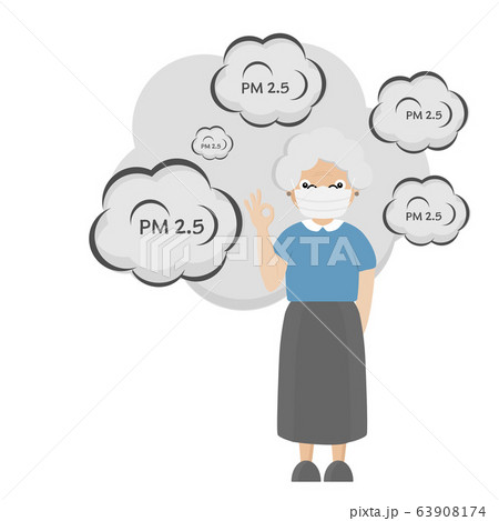 Cartoon Senior People wearing mask for protect pm2.5. Cartoon Senior People wearing mask for protect pm2.5. 63908174