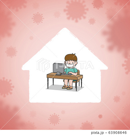 the young man working or studying on the desk and 63908646