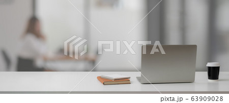 Cropped shot of portable workplace with open Cropped shot of portable workplace with open 63909028