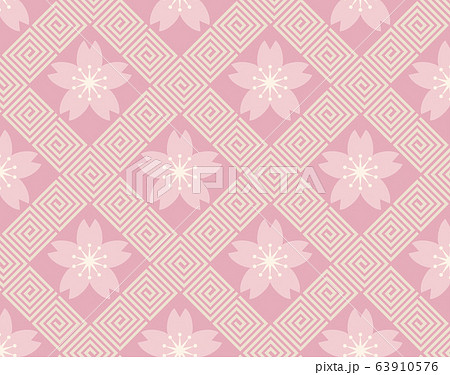 桜と幾何学模様の壁紙のイラスト素材