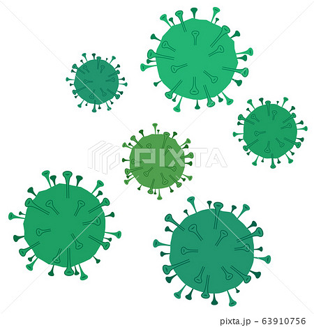 新型コロナやインフルエンザなどのウイルスのイラスト 白背景 のイラスト素材