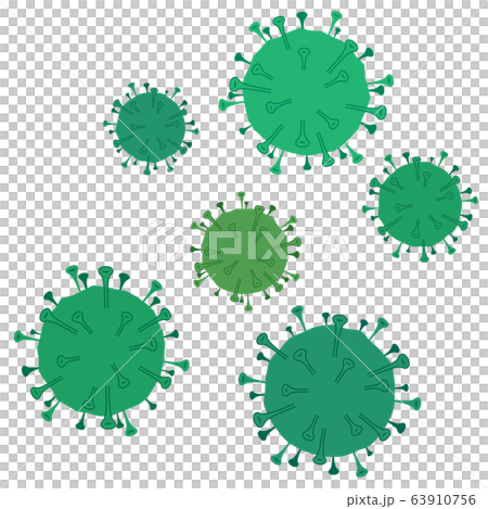 新型コロナやインフルエンザなどのウイルスのイラスト 白背景 のイラスト素材