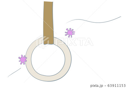 コロナウィルスがつり革に付着するイラスト コロナウィルスがつり革に付着するイラスト 63911153