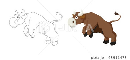 Vector cartoon style illustration of bull farm animal coloring book page Vector cartoon style illustration of bull farm animal coloring book page 63911473