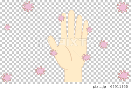 Illustration of hand with coronavirus attached 63911566