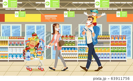Family Stocks Groceries During a City Pandemic Family Stocks Groceries During a City Pandemic 63911756