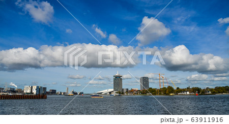 Landscape of Amsterdam strait in sunny day 63911916
