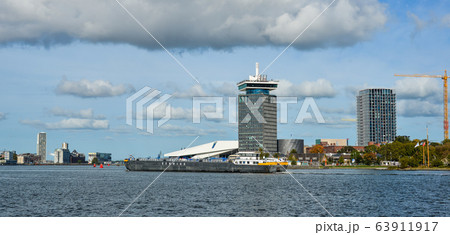 Landscape of Amsterdam strait in sunny day 63911917