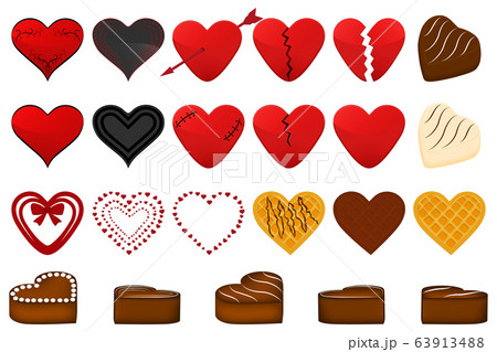 set different types beautiful red hearts for 63913488