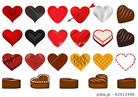 set different types beautiful red hearts for 63913490