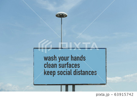 hygiene recommendations on a road billboard hygiene recommendations on a road billboard 63915742