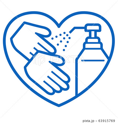 手の消毒　アイコン　青 63915769