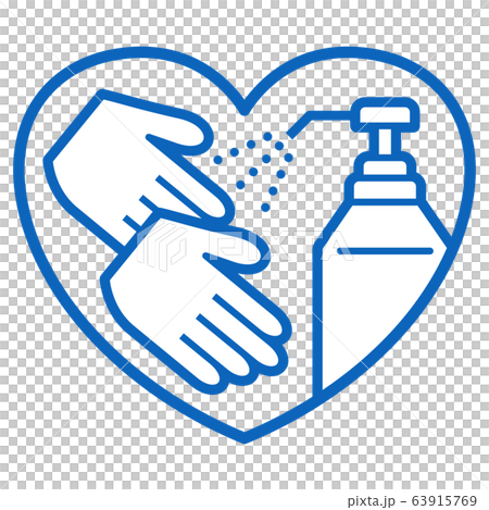 手の消毒　アイコン　青 63915769