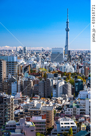 東京都 スカイツリーと街並みの写真素材