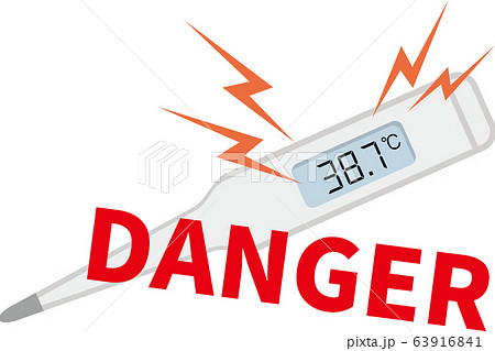 高熱の体温計のイメージイラスト（38.7℃） 63916841