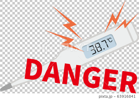 高熱の体温計のイメージイラスト（38.7℃） 63916841