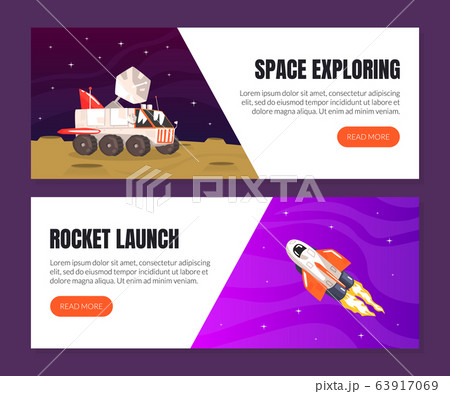 Space Exploring, Rocket Launch Landing Page Templates Vector illustration 63917069