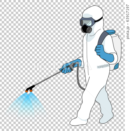 Worker Wearing Protective Clothing And Spraying Stock Illustration