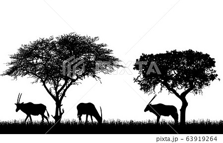 Illustration Of African Landscape On Safari Withのイラスト素材