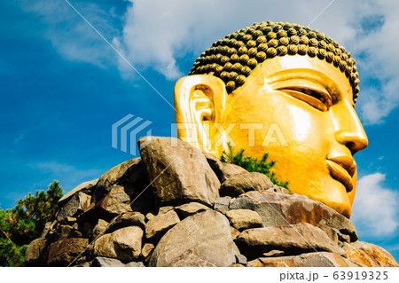 Golden buddha statue in Wawoo Temple, Korea Golden buddha statue in Wawoo Temple, Korea 63919325