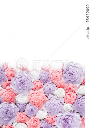 Colorful paper flowers background. Floral backdrop 63920090