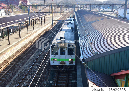 早春の北海道登別市JR登別駅を発着する普通列車の風景を撮影 早春の北海道登別市JR登別駅を発着する普通列車の風景を撮影 63920223