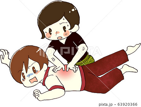 タイ式マッサージ(未熟な指圧)のイラスト素材 63920366