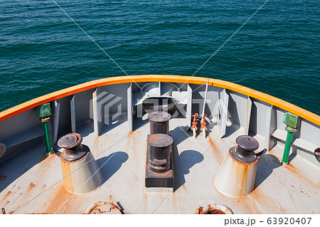 Bow of a tug boat and seawater 63920407