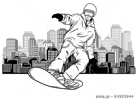 Jumping Snowboarder Vector Sign Branding のイラスト素材